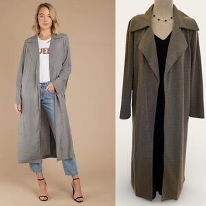 Lily Black Neutral/Black Herringbone Pattern Long Jacket Sz Small